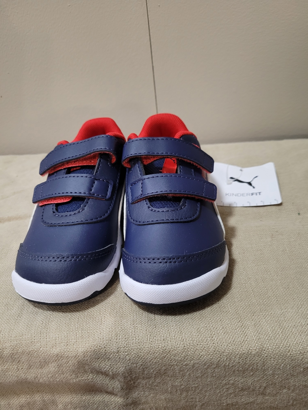 Puma Kids Navy and Red Velcro Athletic Sneakers